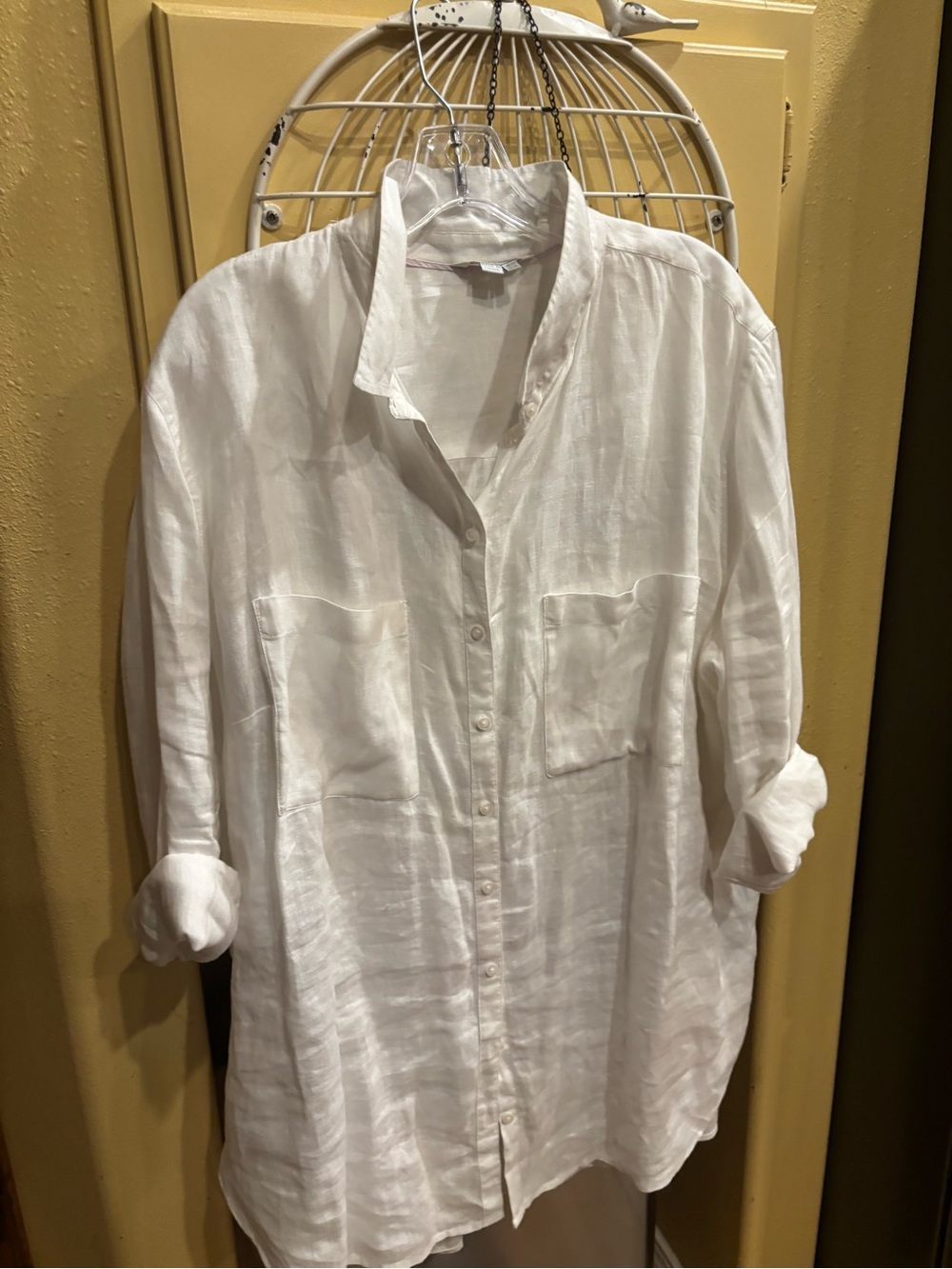 Boden White Linen Casual Button Down Shirt